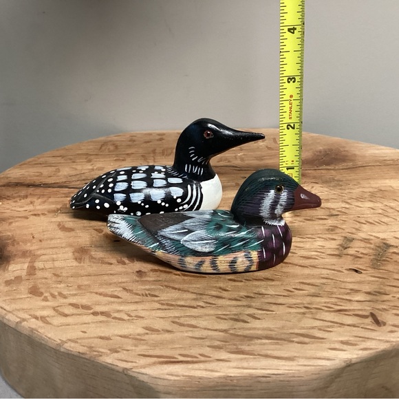 🟢 Vintage - Mallard Duck Decoy & Loon Duck Decoy - Solid Wood Crafted - Unique - Picture 13 of 15